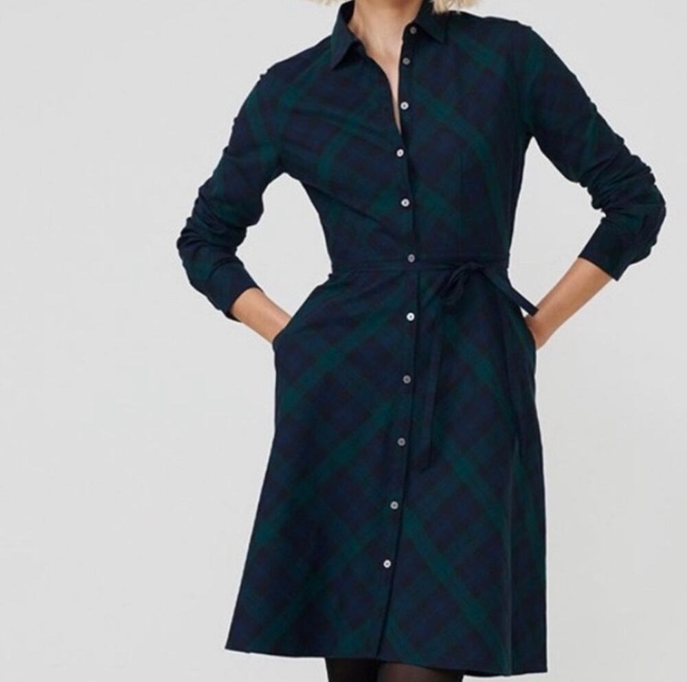 UNTUCKit Shirt a line women’s knee length plaids long sleeves Dress Sz10 cotton